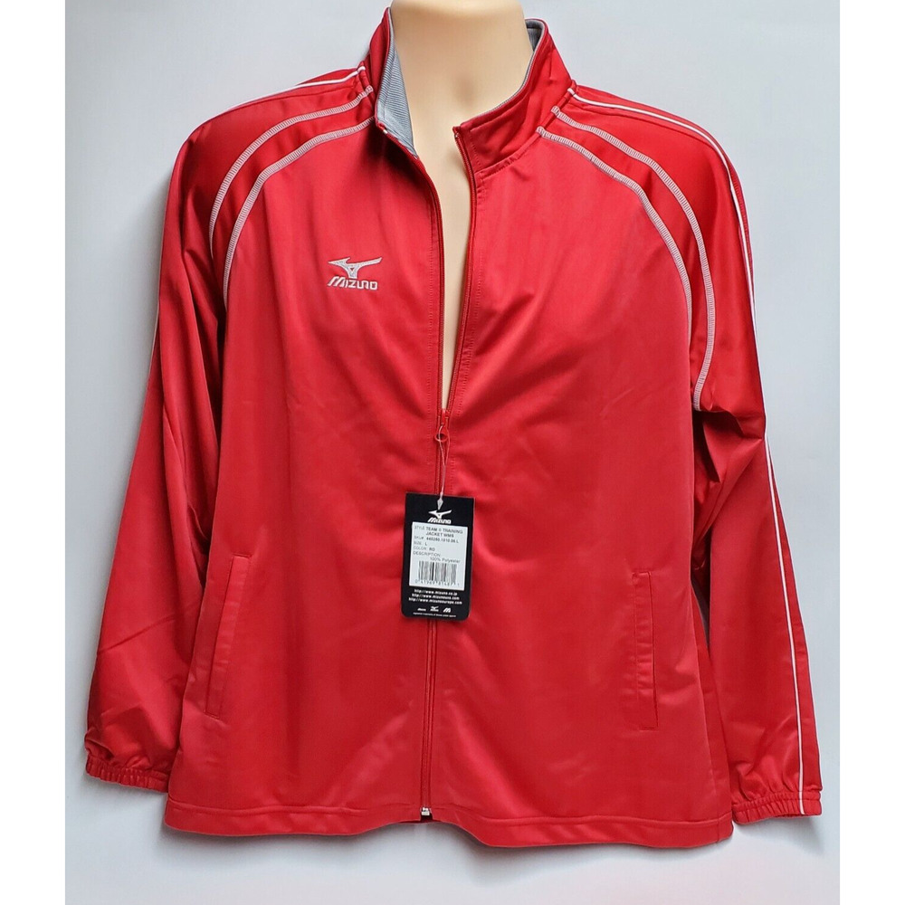 Mizuno Team II Training Jacket WMS Red Full Zip Athletic Track Jacket Large NEW